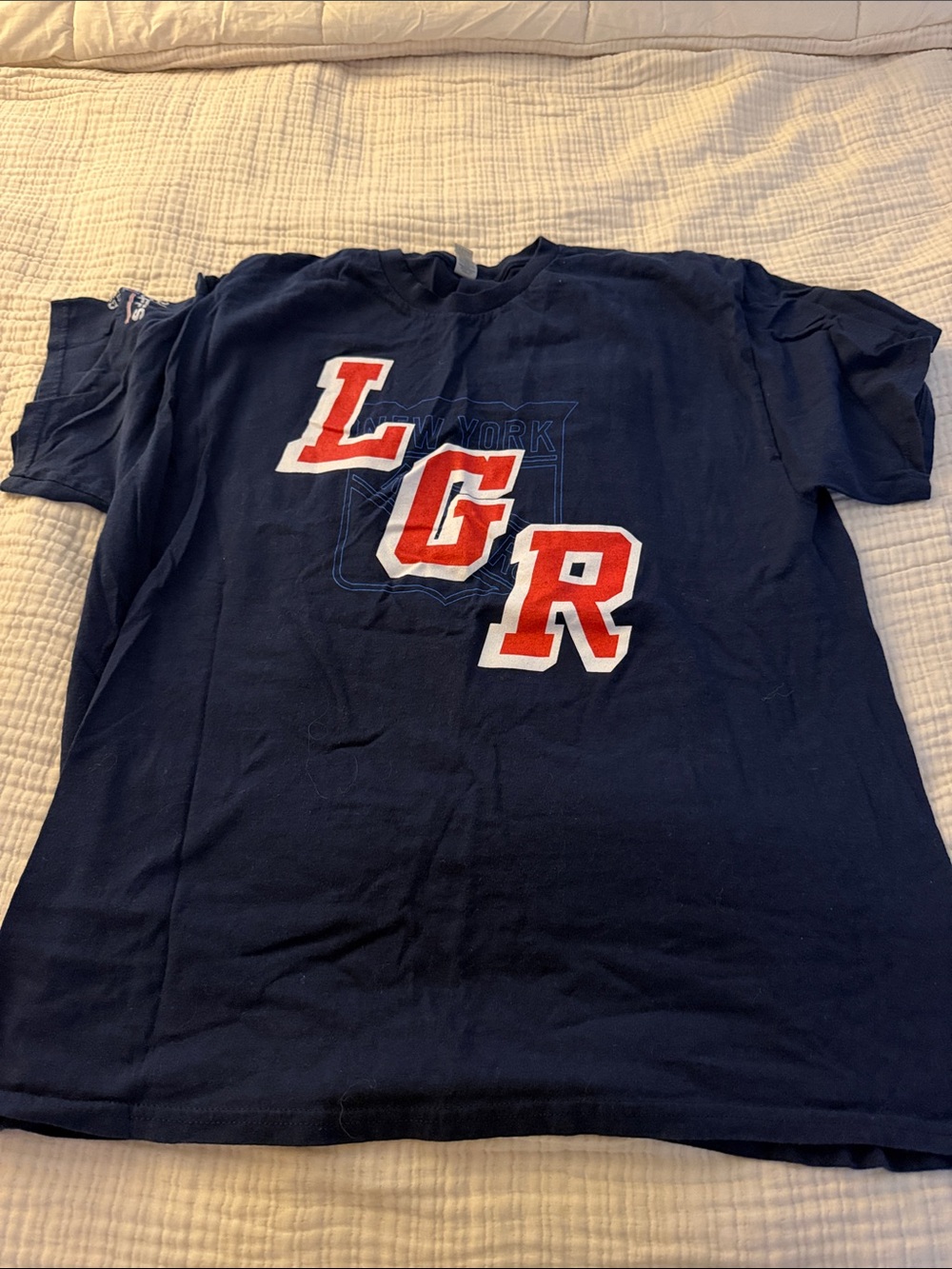 Gildan Navy Short Sleeve Tee with Red & White LGR Logo